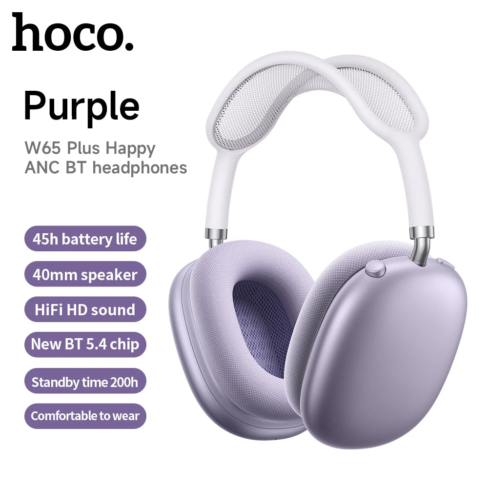 HOCO W65 Plus AirPods Max ANC Noise Reduction Bluetoothe Headphone Over Ear Big Earphones Hifi Headsets With Magnetic Earmuffs
