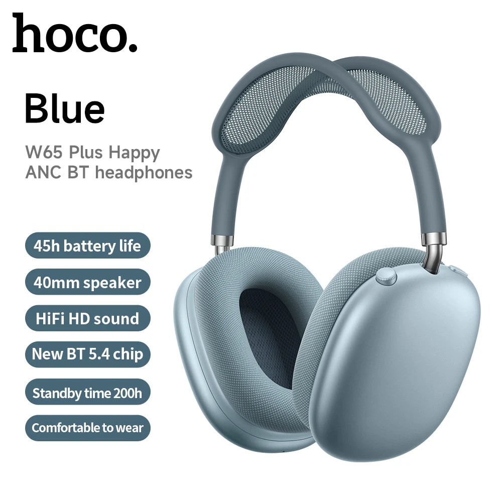 HOCO W65 Plus AirPods Max ANC Noise Reduction Bluetoothe Headphone Over Ear Big Earphones Hifi Headsets With Magnetic Earmuffs